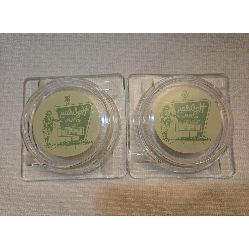 Set Of 2 Vintage 1960s Holiday Inn of America Ashtray Glass Advertising EUC